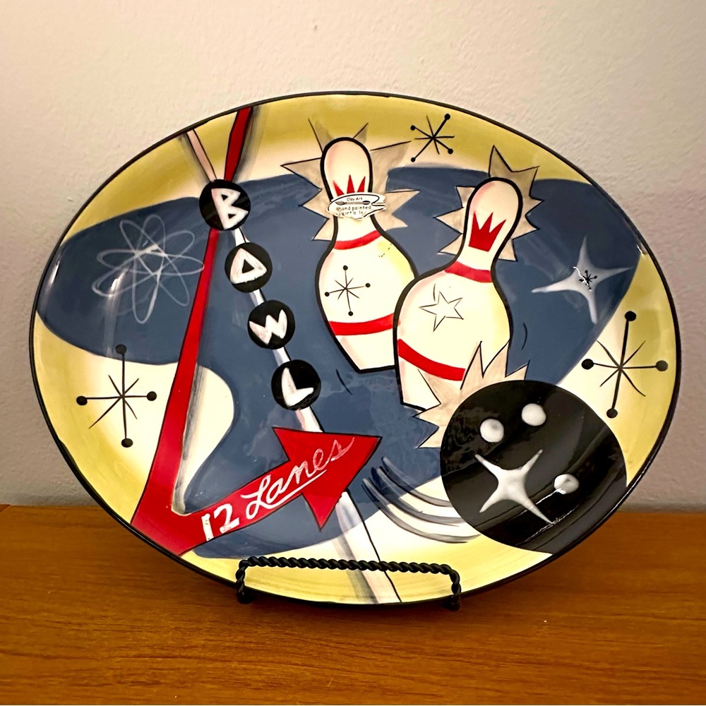 EUC - Bowl-O-Rama! - Clay Art - Hand Painted Serving Platter